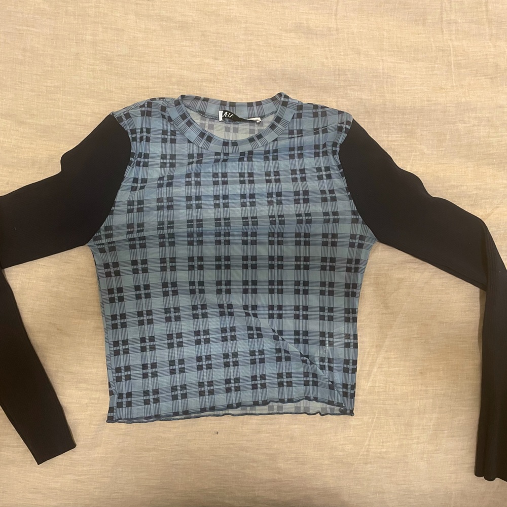 Zara mesh and knit combo long sleeve top